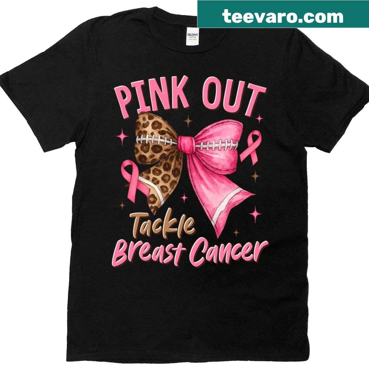 Breast cancer awareness themed t-shirt with empowering text — on a men's t-shirt