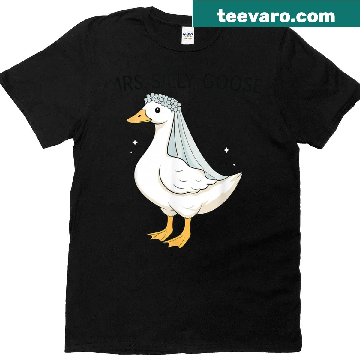 Silly bride goose graphic on t-shirt for brides-to-be — on a men's t-shirt