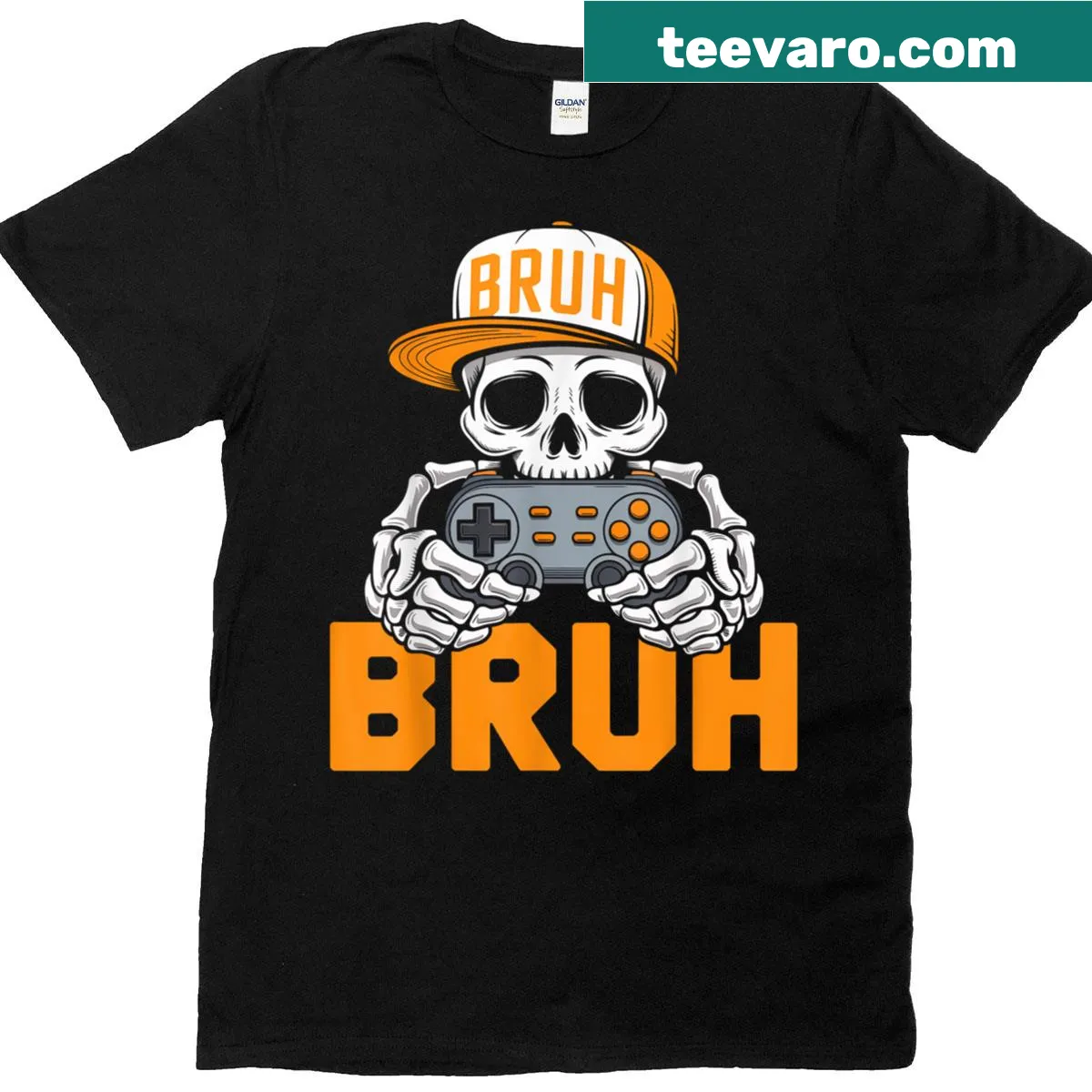 Skeleton gaming graphic t-shirt for boys for Halloween — on a men's t-shirt