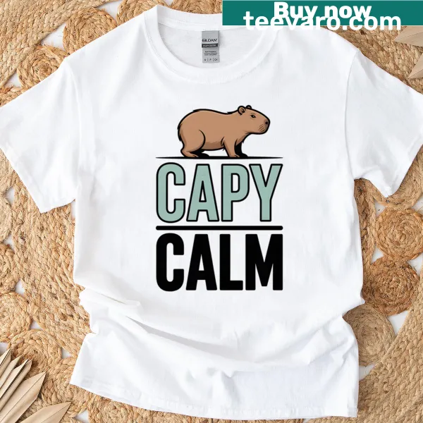 Minimalist T-shirt with a capybara quote design