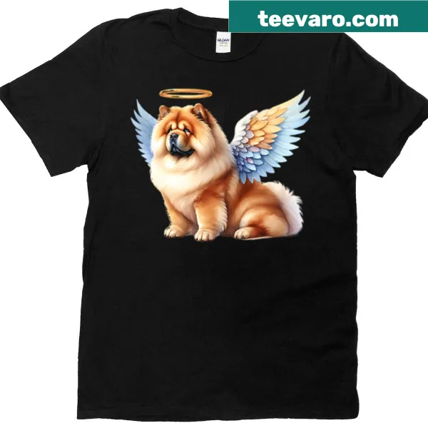 Charming angel graphic featuring a Chow Chow dog on a t-shirt.