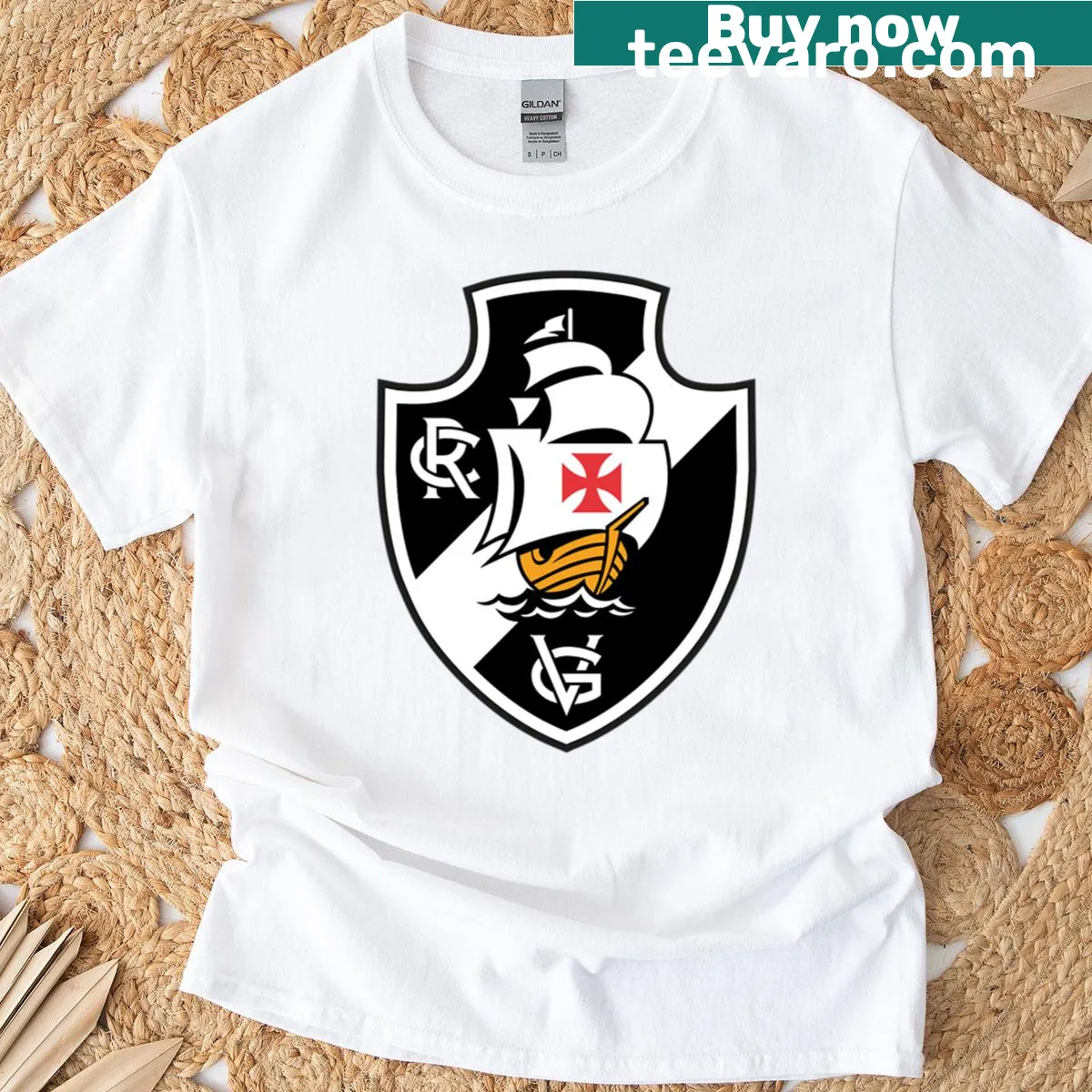 Vasco Da Gama Brazilian football T-shirt with club name and emblem — on a men's t-shirt