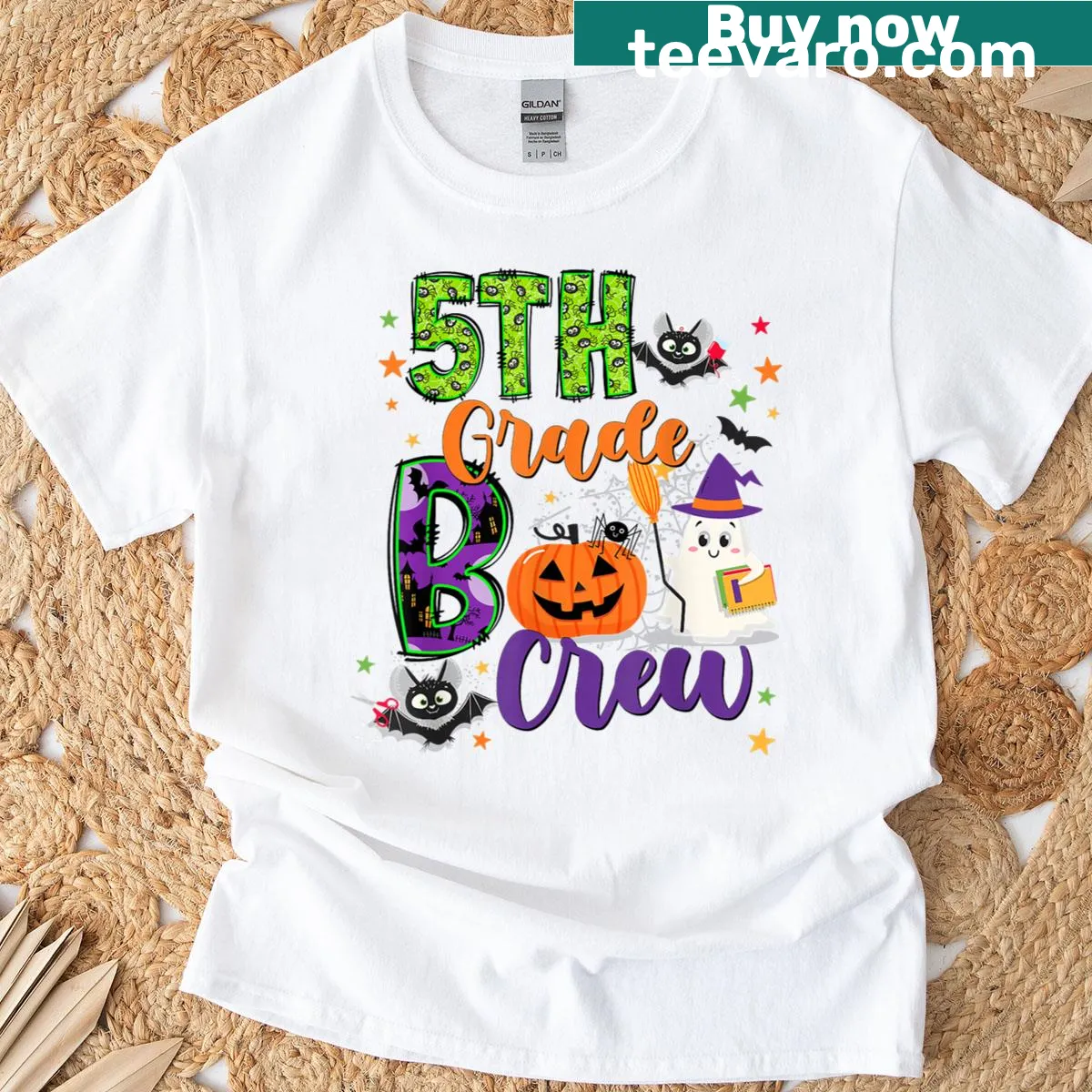 Kids Halloween shirt with 'Boo Crew' design — on a men's t-shirt