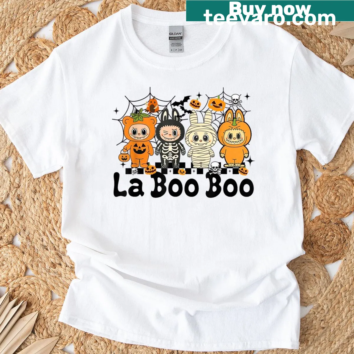 Cute Laboo Boo ghost Halloween t-shirt for kids and adults — on a men's t-shirt