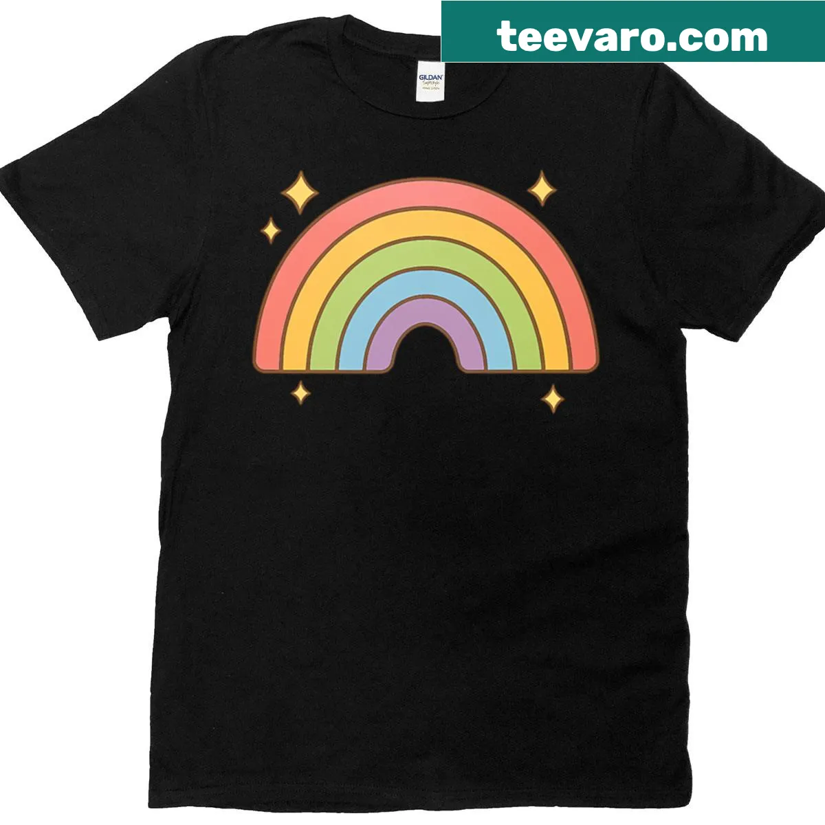 Stylized rainbow illustration T-shirt for kids, cheerful and cute — on a men's t-shirt