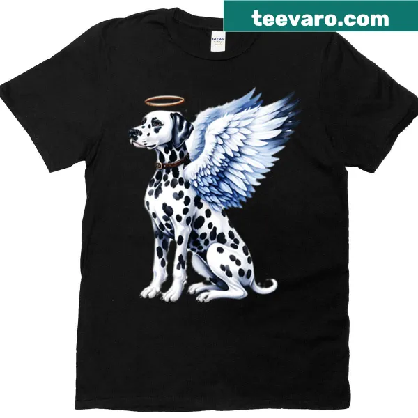 Dalmatian angel illustration on t-shirt