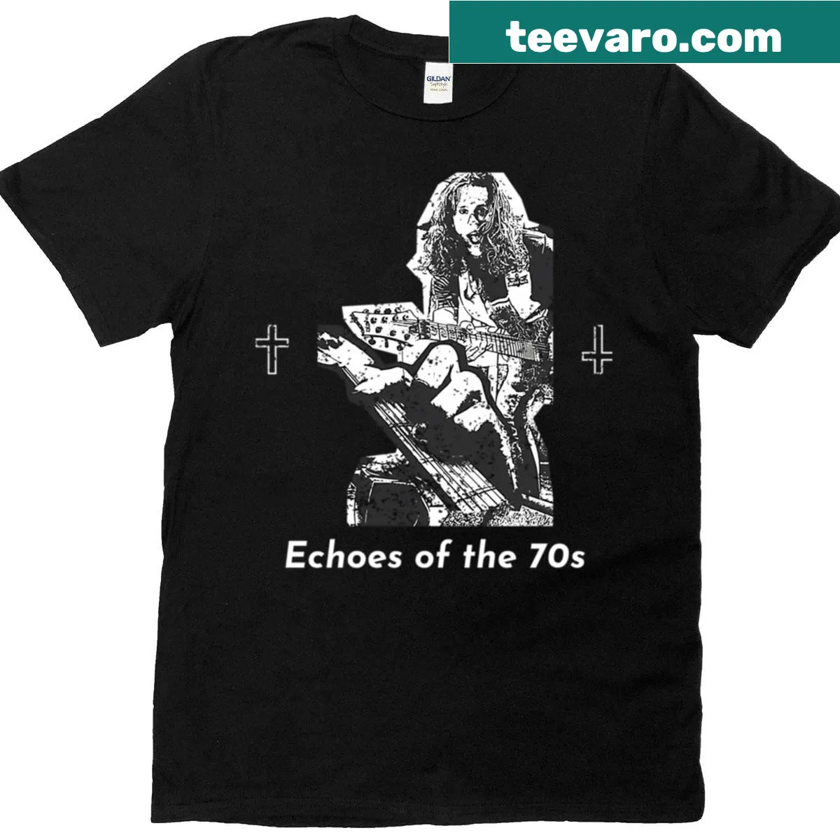 Nostalgic T-shirt celebrating the music of the 1970s — on a men's t-shirt