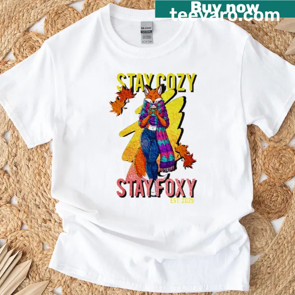 T-shirt featuring a cozy fox illustration for autumn