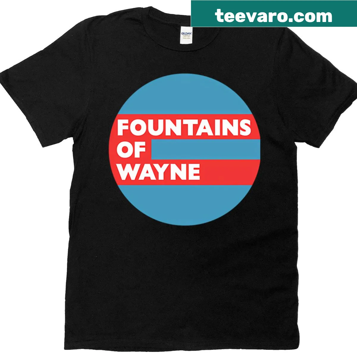 Typography T-shirt featuring Fountains Of Wayne text design. — on a men's t-shirt