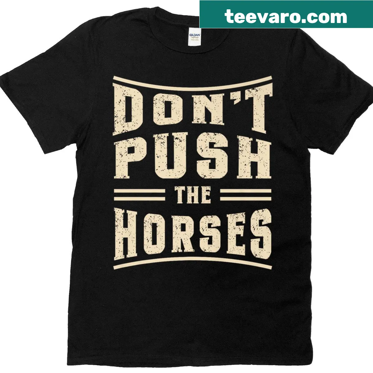 Humorous equestrian T-shirt with a funny saying about horses — on a men's t-shirt