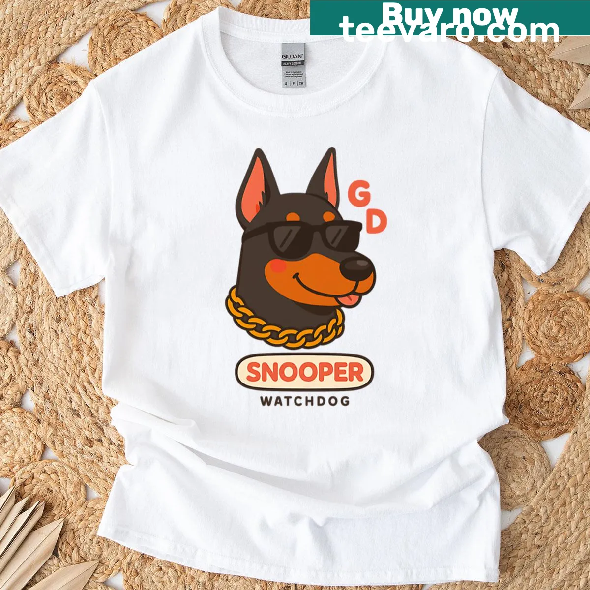 Kawaii puppy graphic with 'Dog Mom' and 'Dog Dad' text — on a men's t-shirt