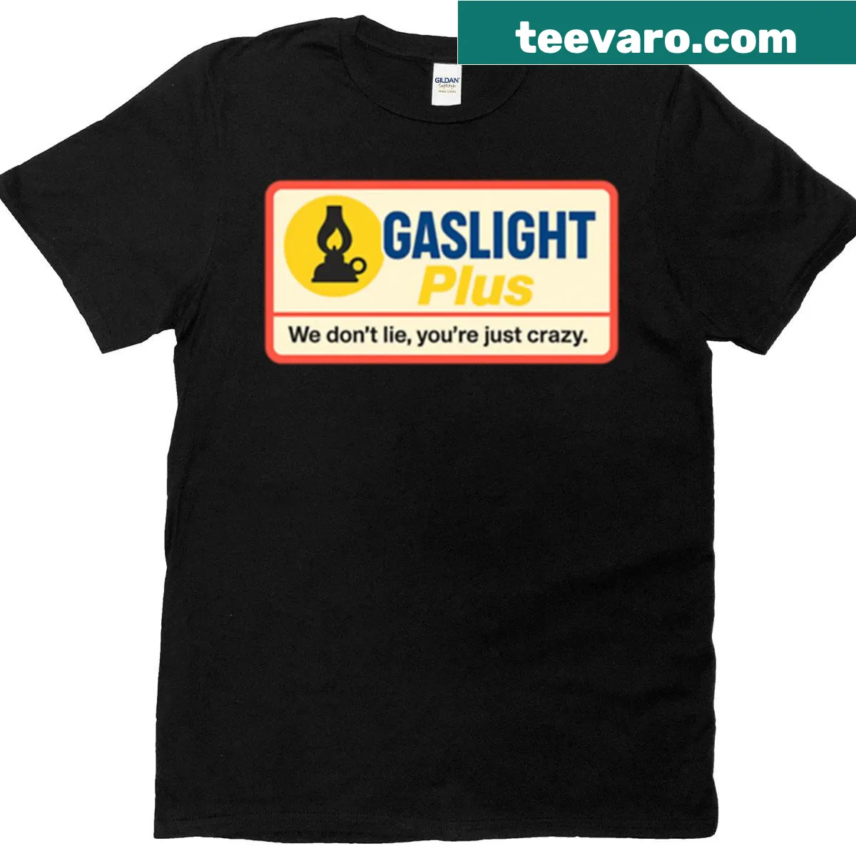 Vintage gas station logo graphic on playful t-shirt — on a men's t-shirt