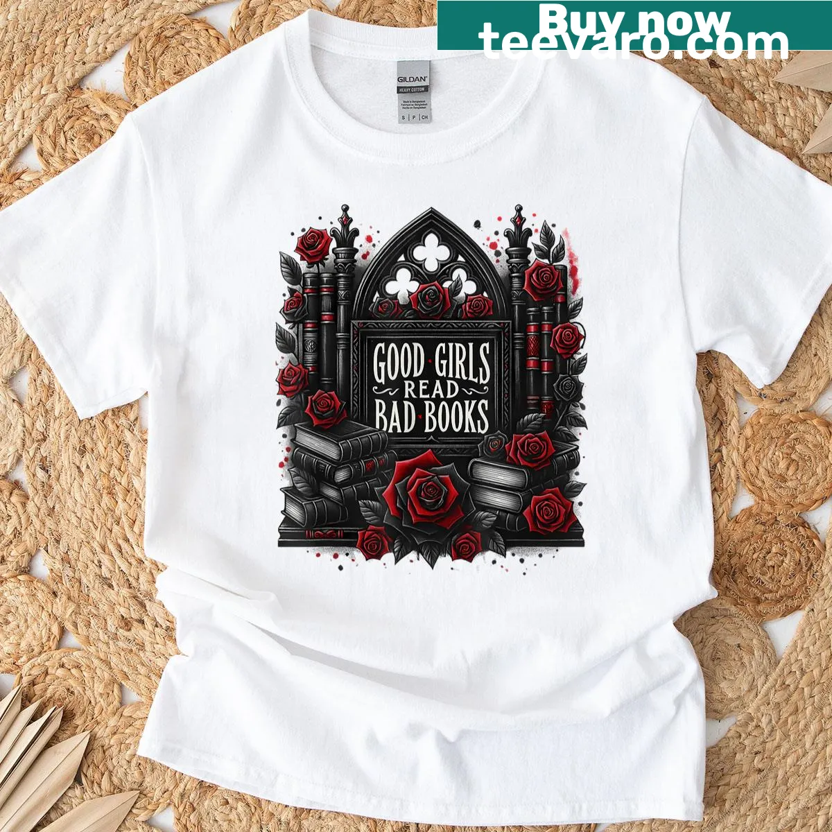 Funny T-shirt with slogan about reading bad books — on a men's t-shirt
