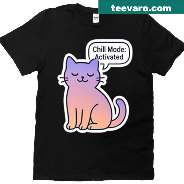 Minimalist silhouette of a cat in gradient design on T-shirt