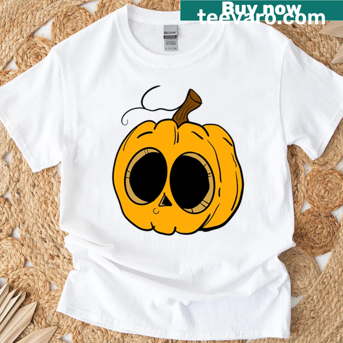 Cute pumpkin face Halloween T-shirt — on a men's t-shirt