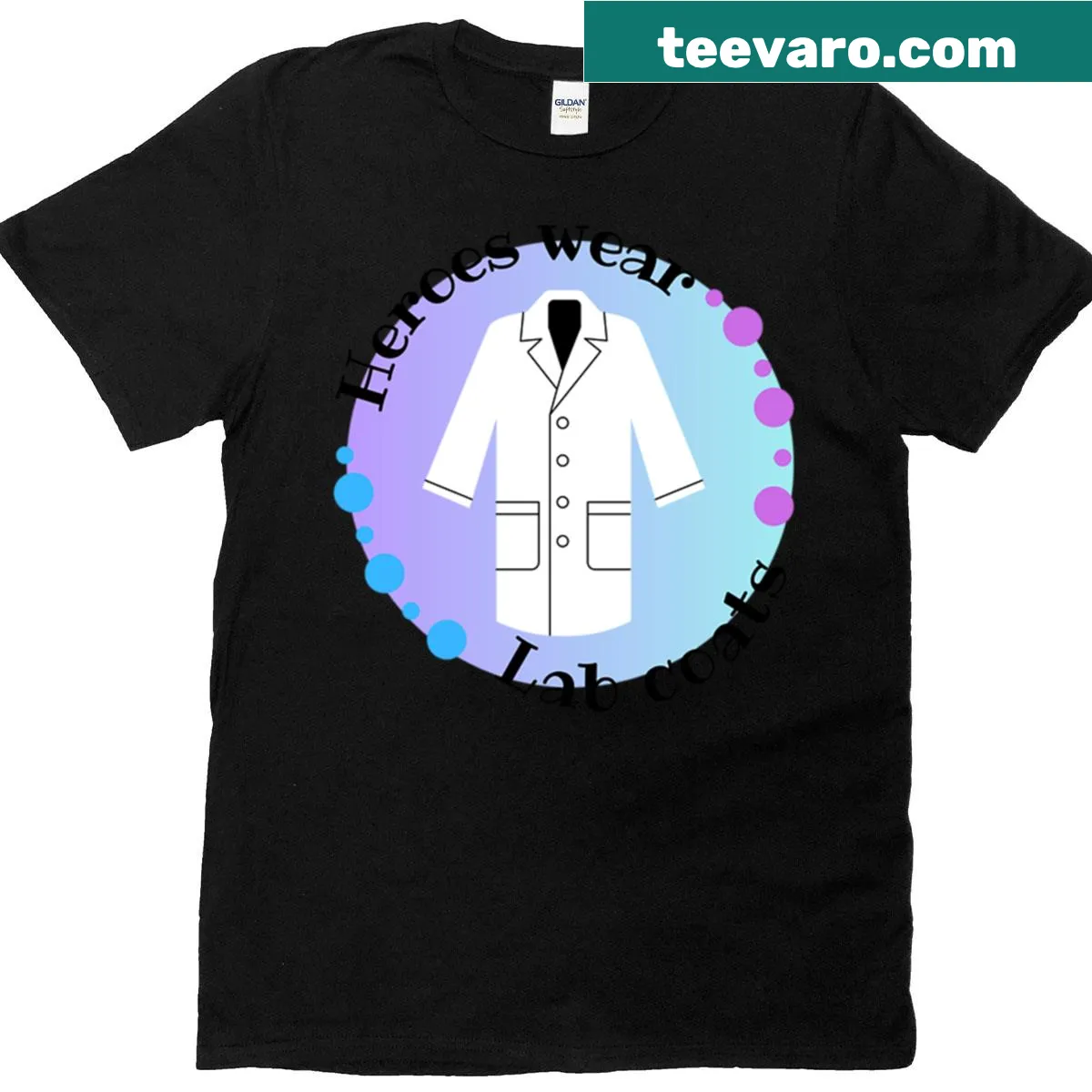 T-shirt with 'Heroes Wear Lab Coats' text for medical professionals — on a men's t-shirt