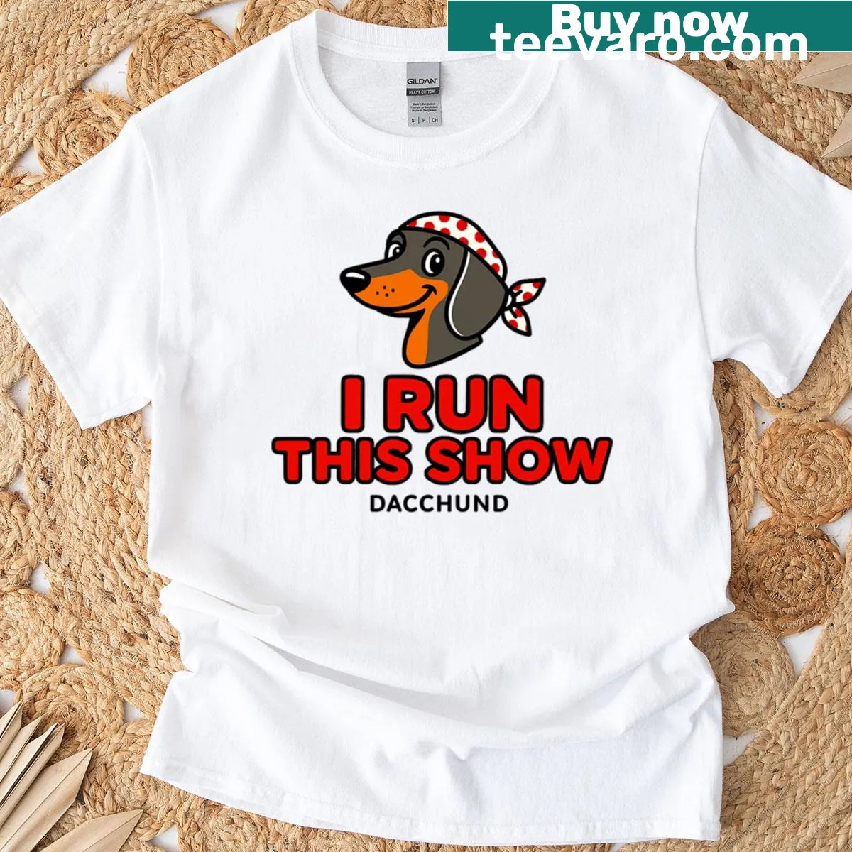 Kawaii illustrated Dachshund design shirt for dog lovers — on a men's t-shirt