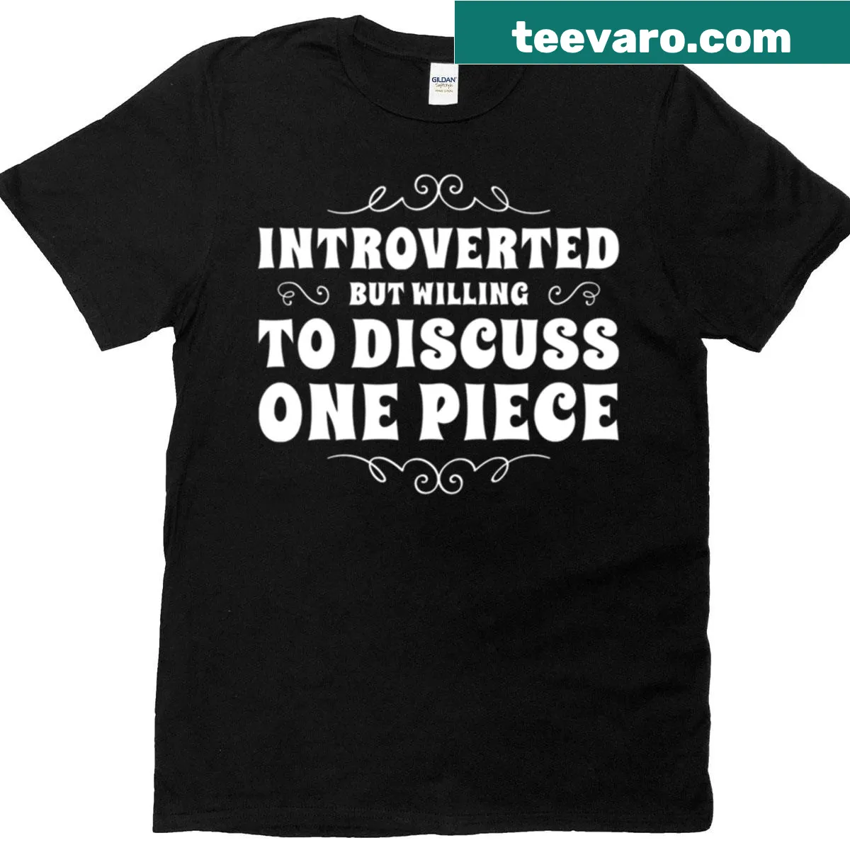 Anime fan gear t-shirt with introverted humor about One Piece — on a men's t-shirt