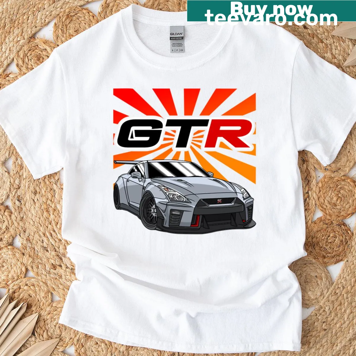 Pop art design of the R35 GT-R on a stylish t-shirt — on a men's t-shirt