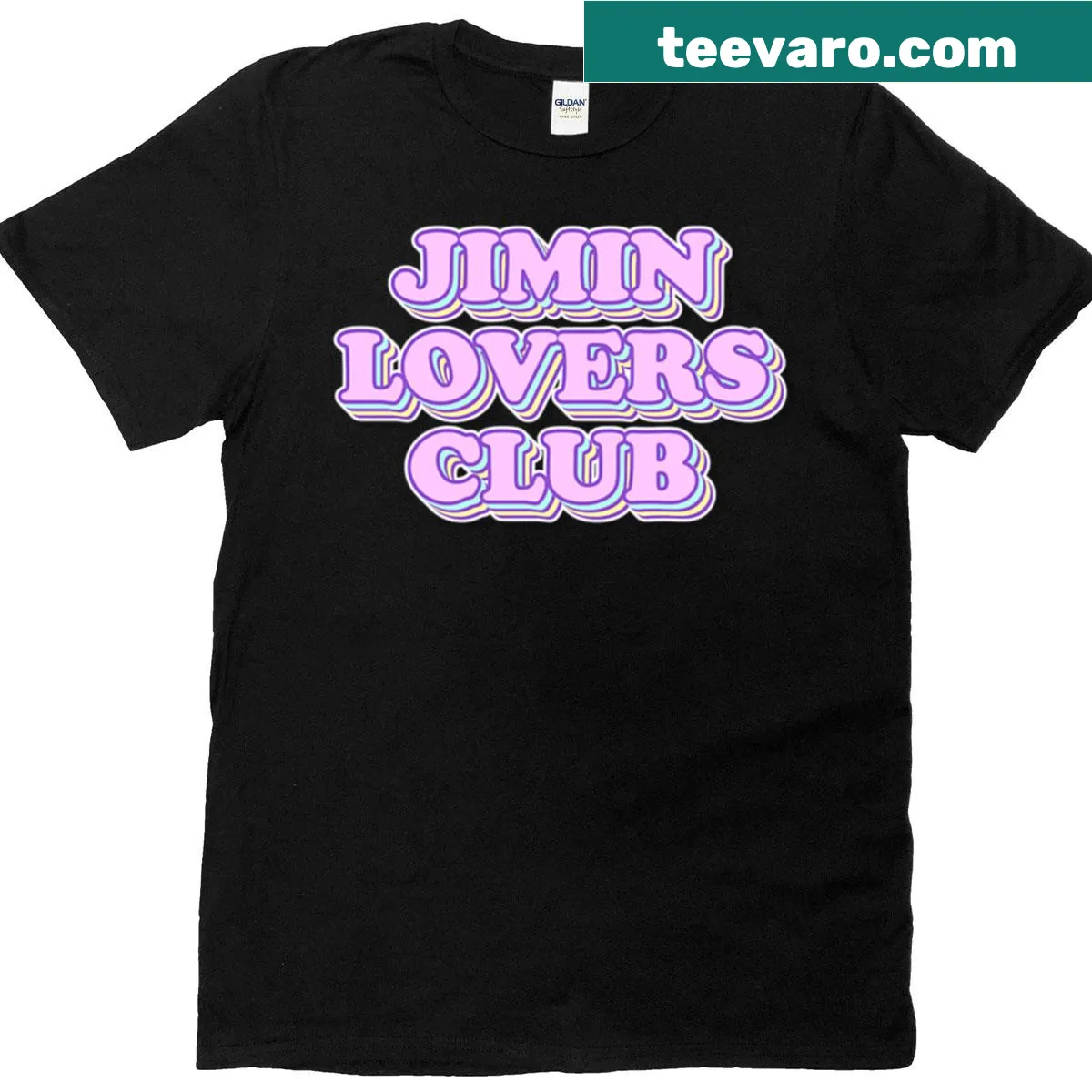 Retro typography Jimin Lovers Club T-shirt design — on a men's t-shirt