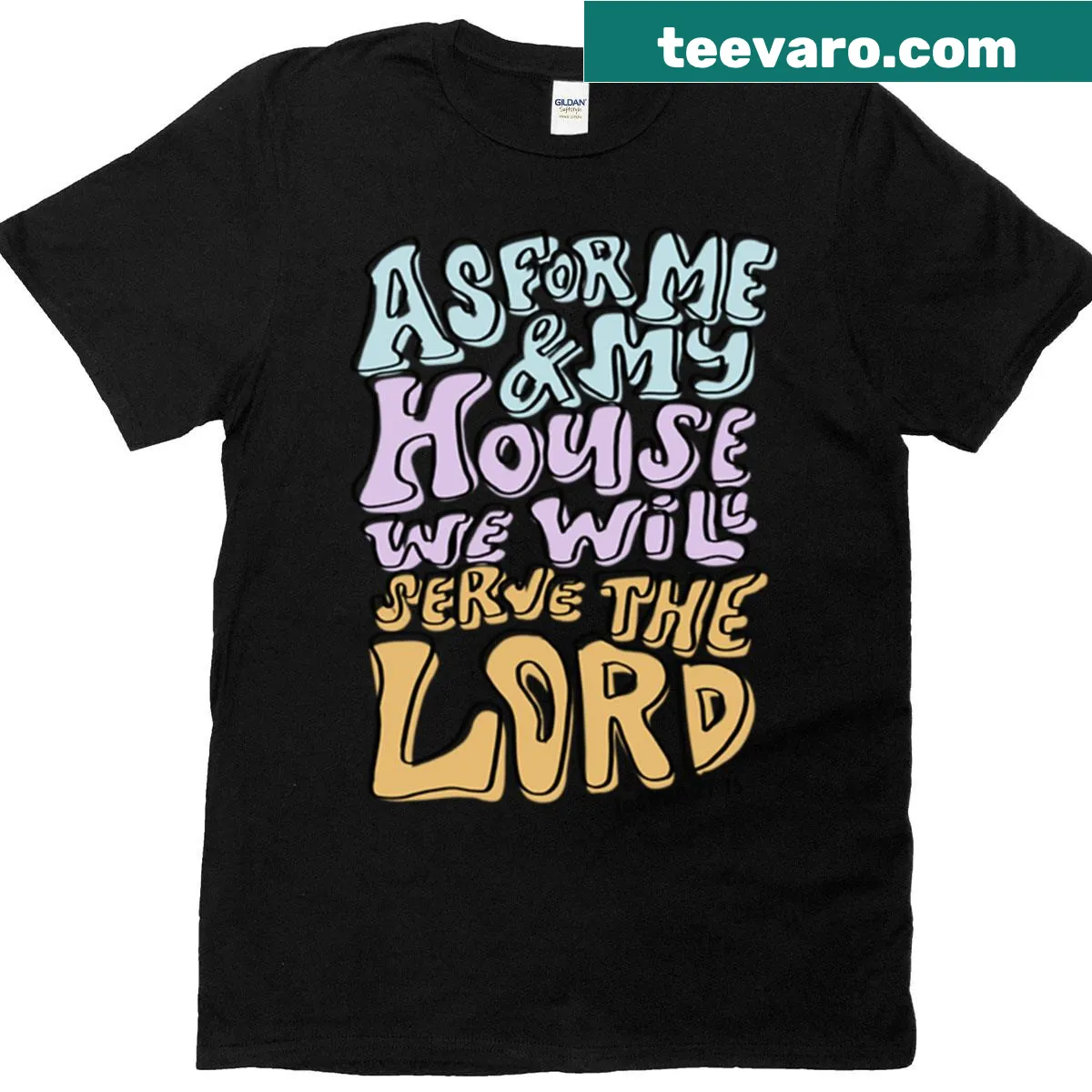 T-shirt featuring Joshua 24:15 scripture art design — on a men's t-shirt