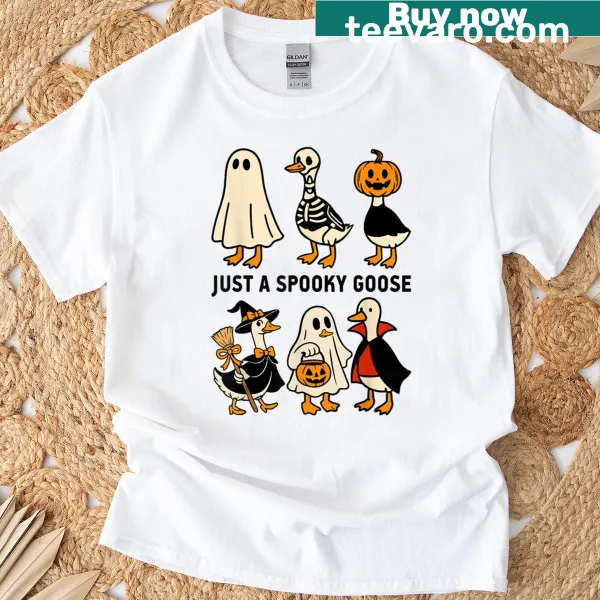 Illustrated spooky goose for Halloween on a T-shirt