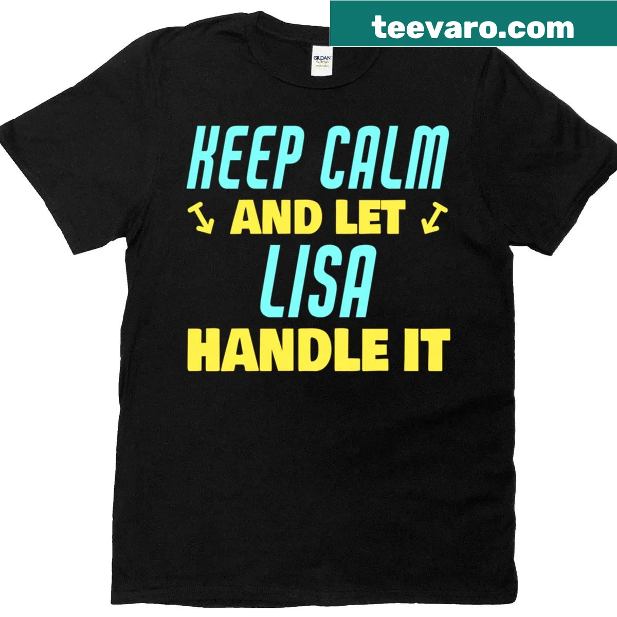 Funny 'Keep Calm And Let Lisa Handle It' t-shirt — on a men's t-shirt
