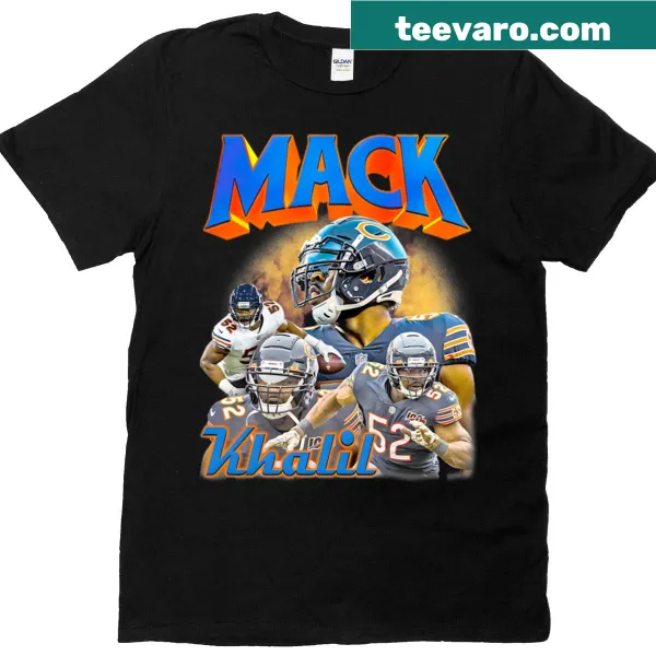 Vintage style T-shirt featuring Khalil Mack football graphic