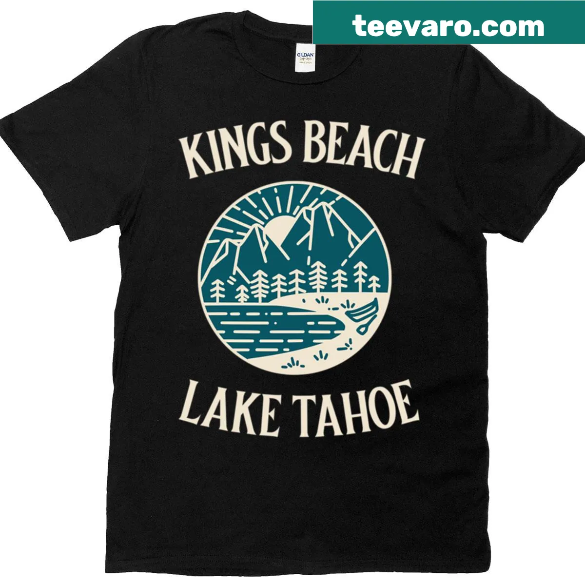 Illustration of Kings Beach Lake Tahoe on a T-shirt. — on a men's t-shirt