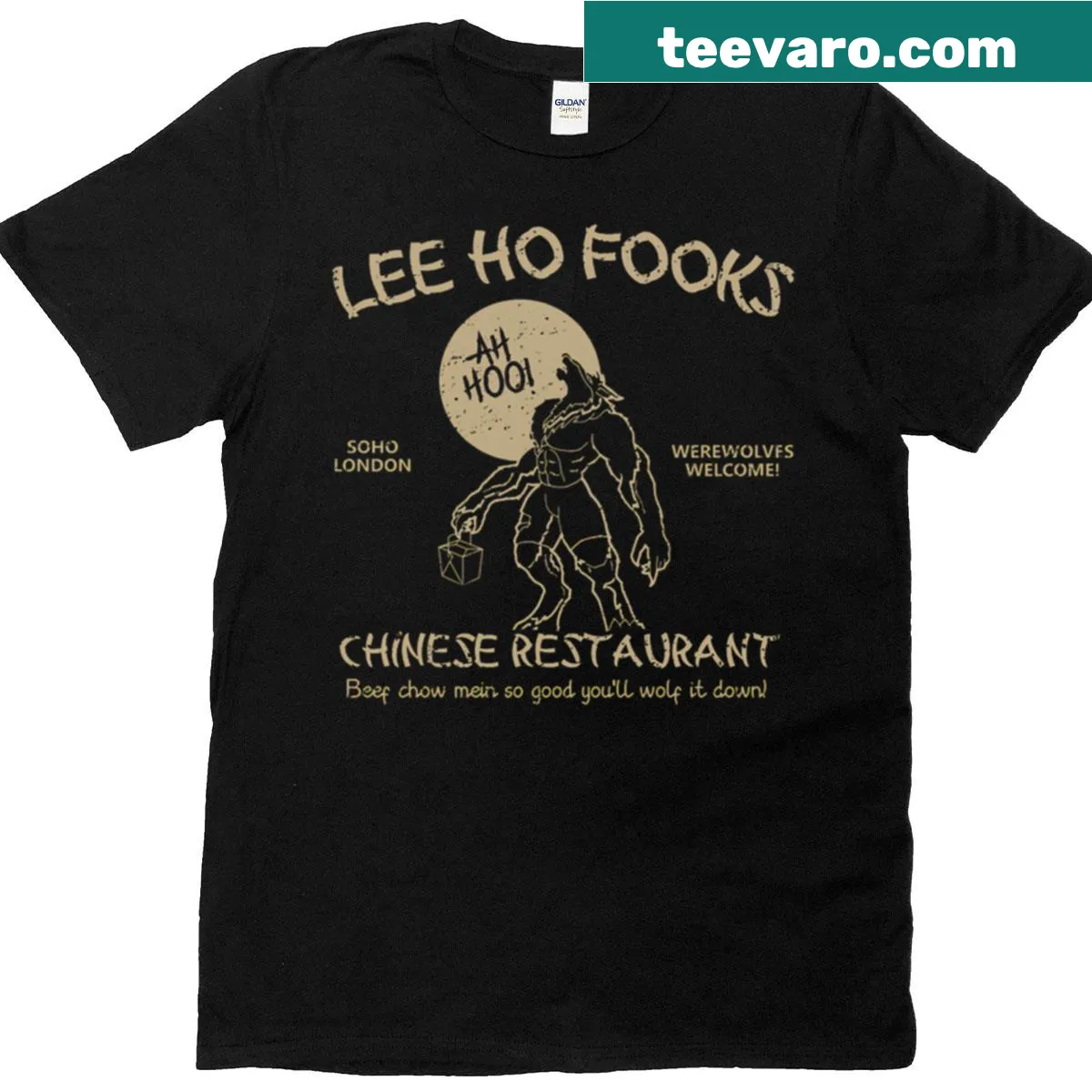 Vintage style T-shirt featuring 'Werewolves Welcome' and 'Lee Ho Fooks' text — on a men's t-shirt