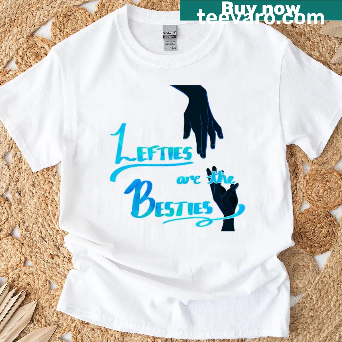 Text T-shirt declaring 'Lefties Are The Besties' — on a men's t-shirt