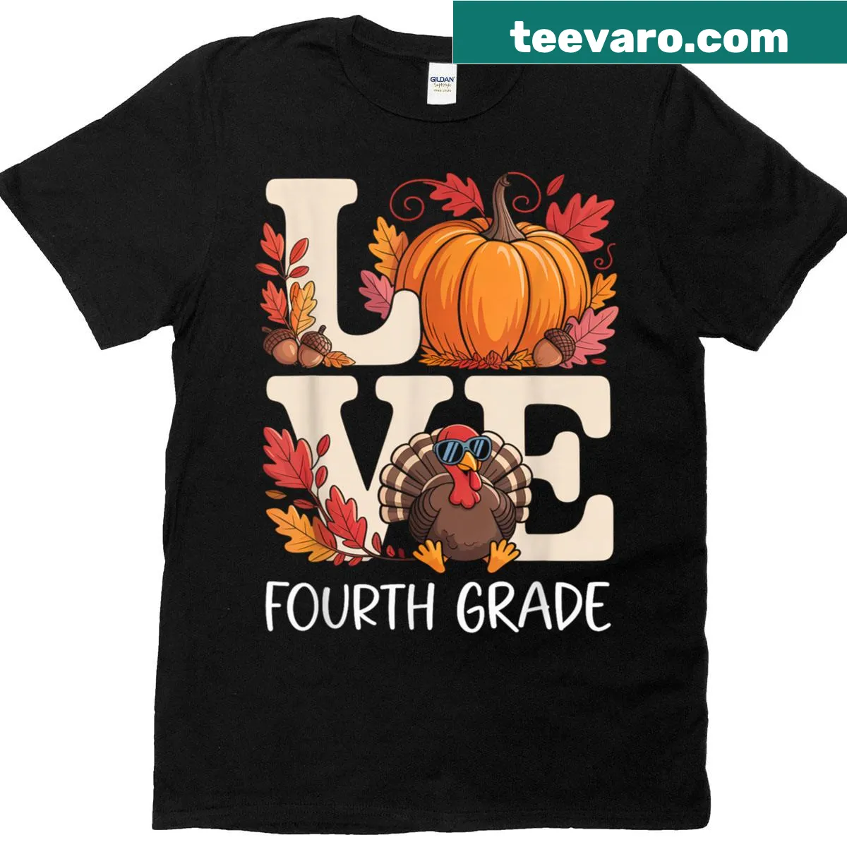 Thanksgiving themed teacher t-shirt featuring a turkey and text — on a men's t-shirt