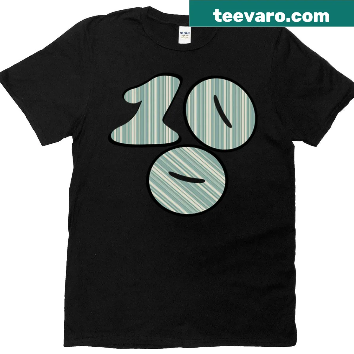 Minimal blue and green striped pattern on a T-shirt — on a men's t-shirt