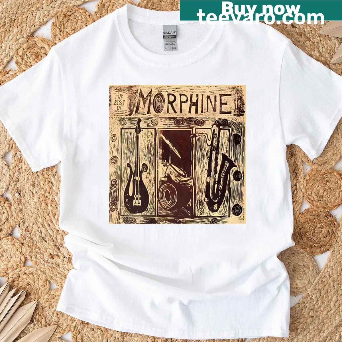 Morphine band logo T-shirt with bold graphic design — on a men's t-shirt