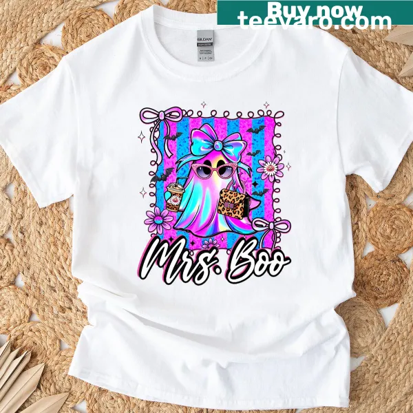 Couples Halloween t-shirt with 'Mrs. Boo' and 'Mr. Couples' text
