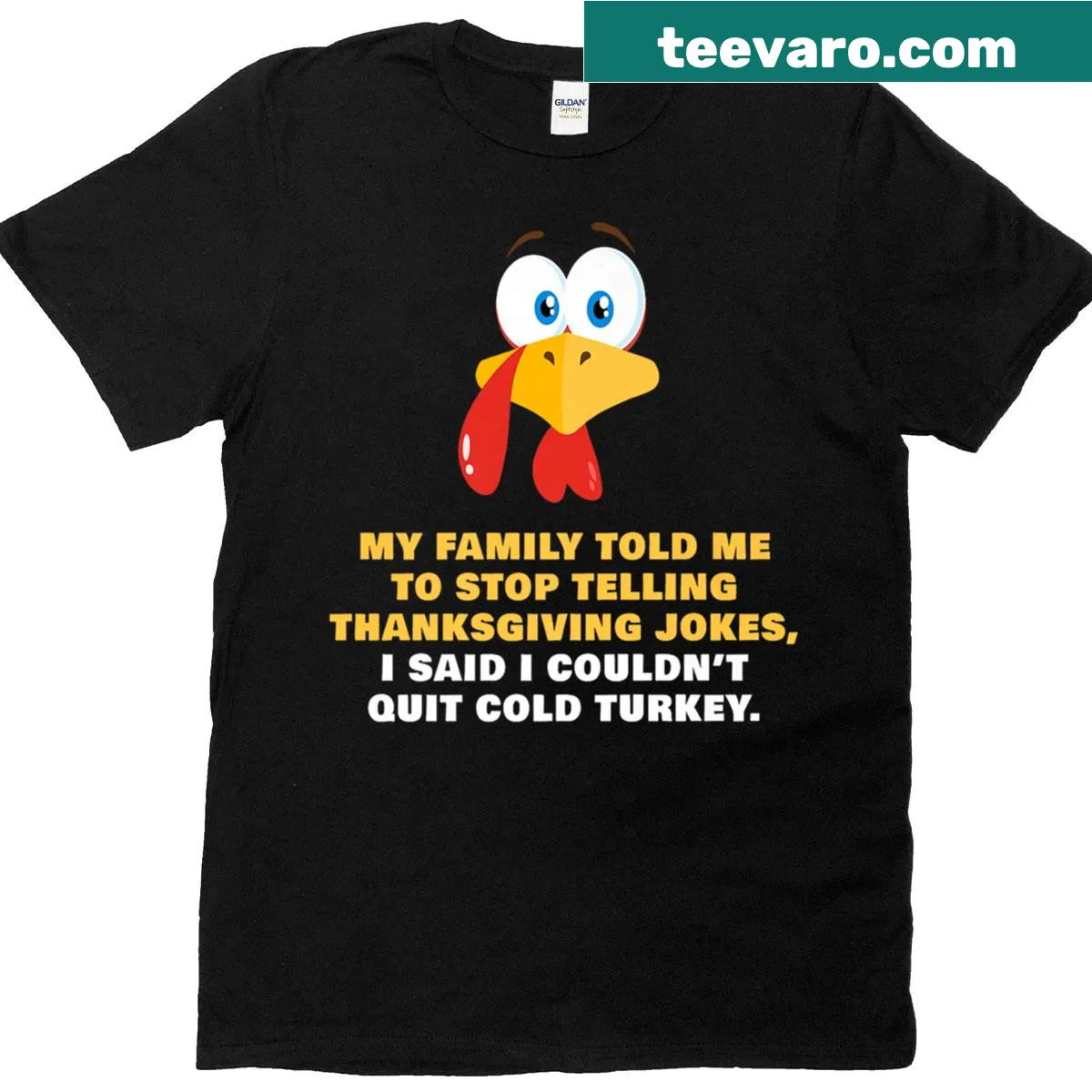 Thanksgiving joke-themed shirt with humorous text for dads — on a men's t-shirt