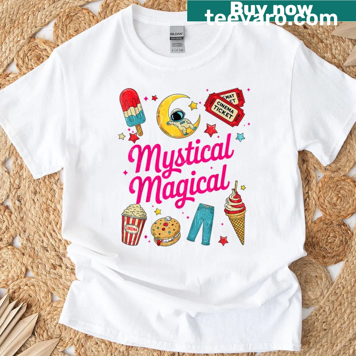 Enchanting mystical design T-shirt representing Americana and nature — on a men's t-shirt