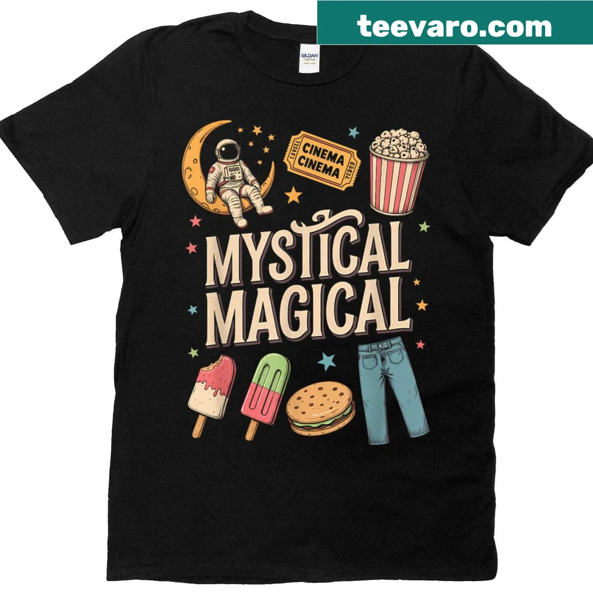 Illustrative T-shirt depicting magical elements of Ben Son Boone. — on a men's t-shirt