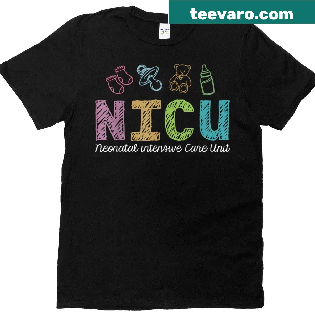 Illustration celebrating NICU nurses and their care — on a men's t-shirt