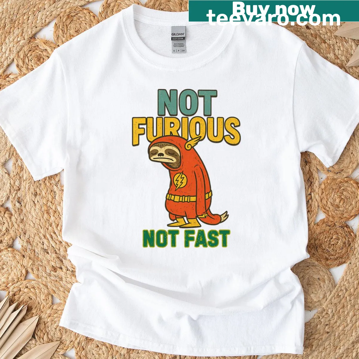 Retro style T-shirt with text 'Not Fast Not Furious' — on a men's t-shirt