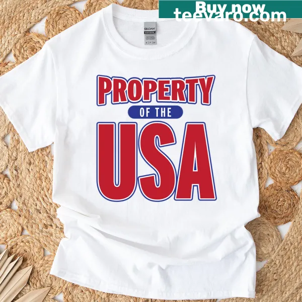 Simple 'Property Of The USA' text on a t-shirt.