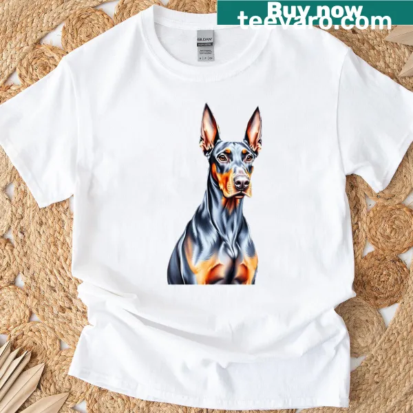 Realistic Doberman portrait graphic T-shirt