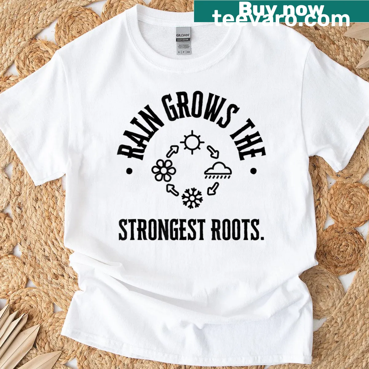 Inspirational quote about resilience in nature on a t-shirt. — on a men's t-shirt