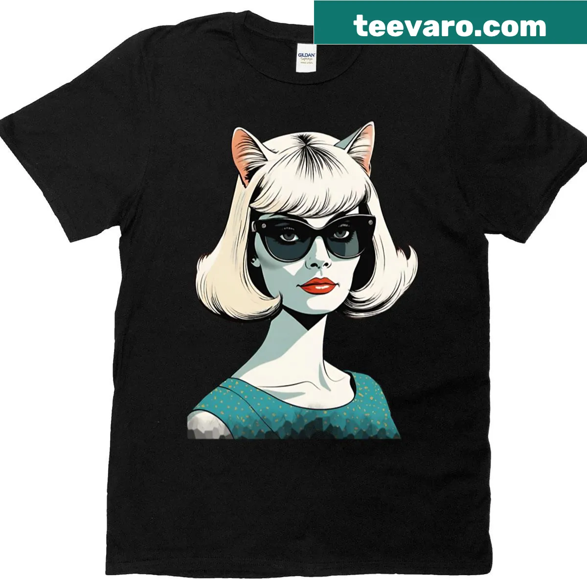 Cartoon-style T-shirt with humorous cat illustrations for cat lovers — on a men's t-shirt