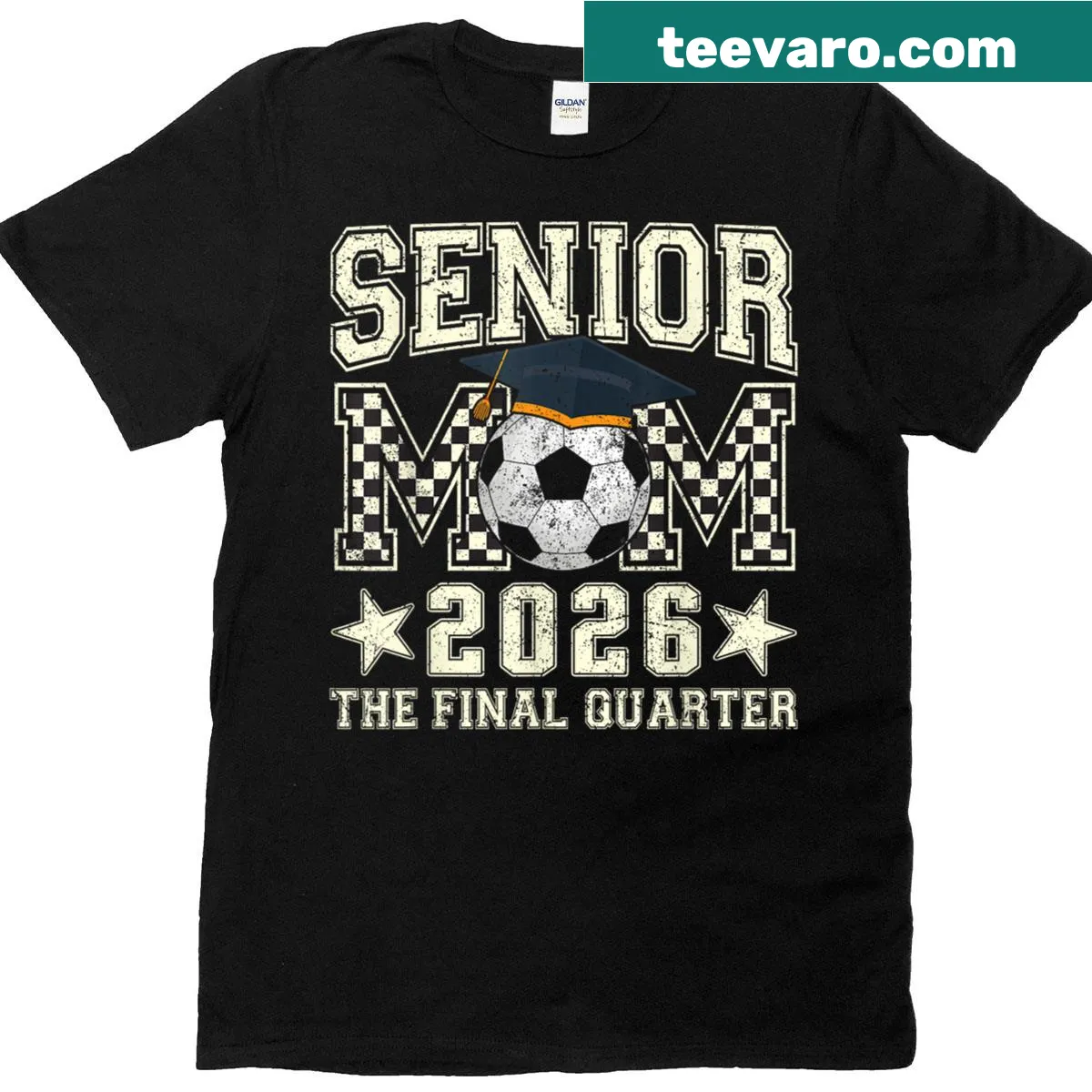Proud t-shirt for Senior Moms celebrating 2026 soccer graduation. — on a men's t-shirt