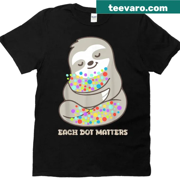 Cute multicolor t-shirt for kids featuring a cartoon rainbow sloth for Dot Day.