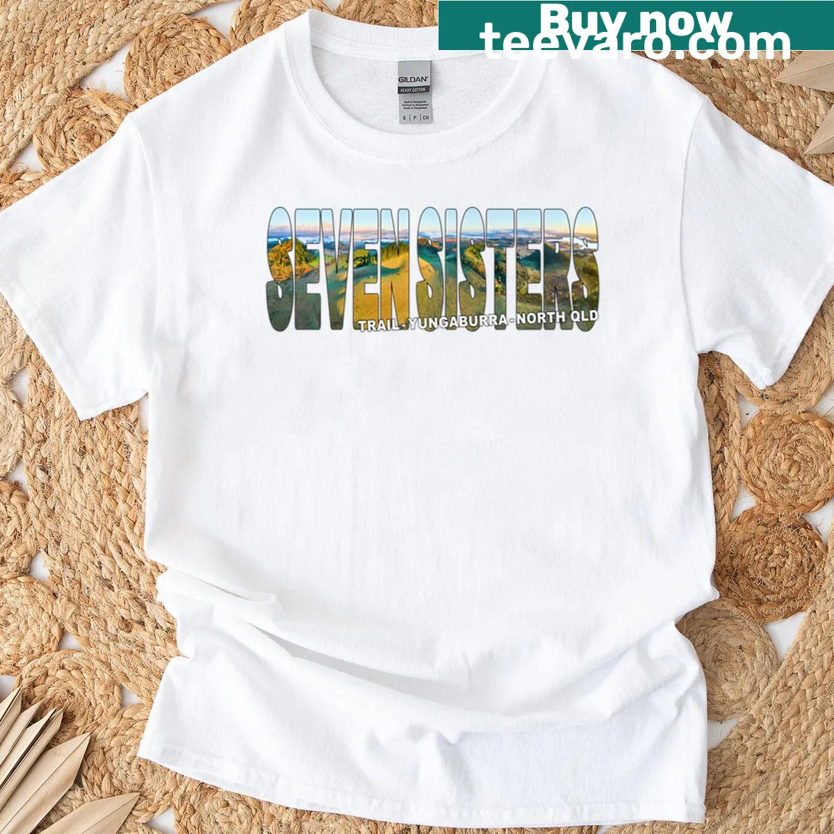 Vintage style t-shirt featuring the Seven Sisters Trail graphic. — on a men's t-shirt