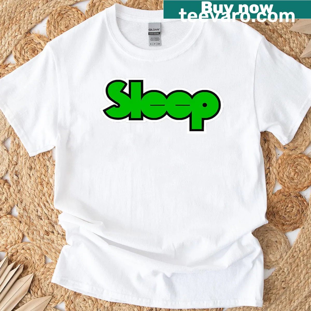 Funny Sleeps Band graphic t-shirt — on a men's t-shirt