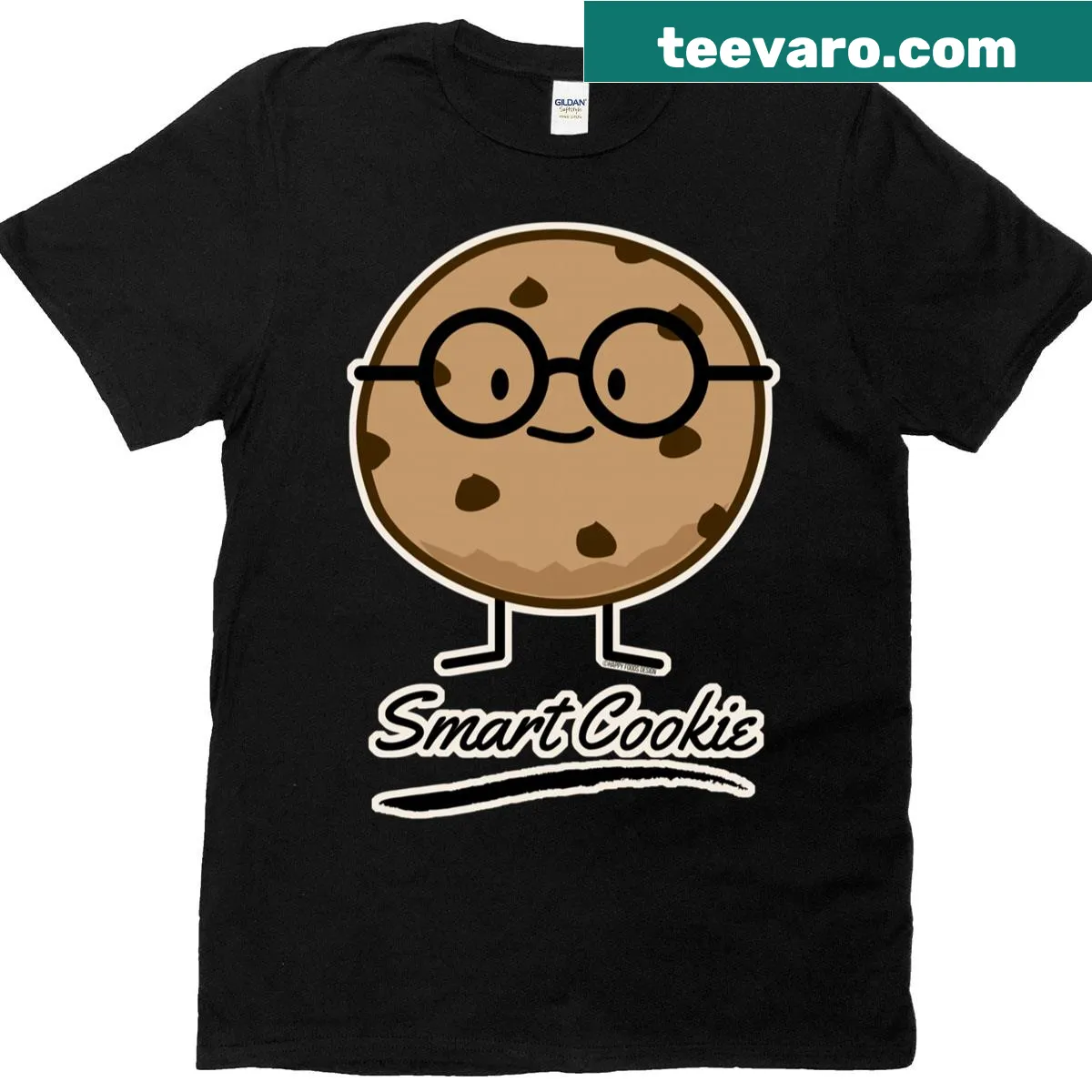 Cute cartoon cookie with glasses design on a T-shirt — on a men's t-shirt
