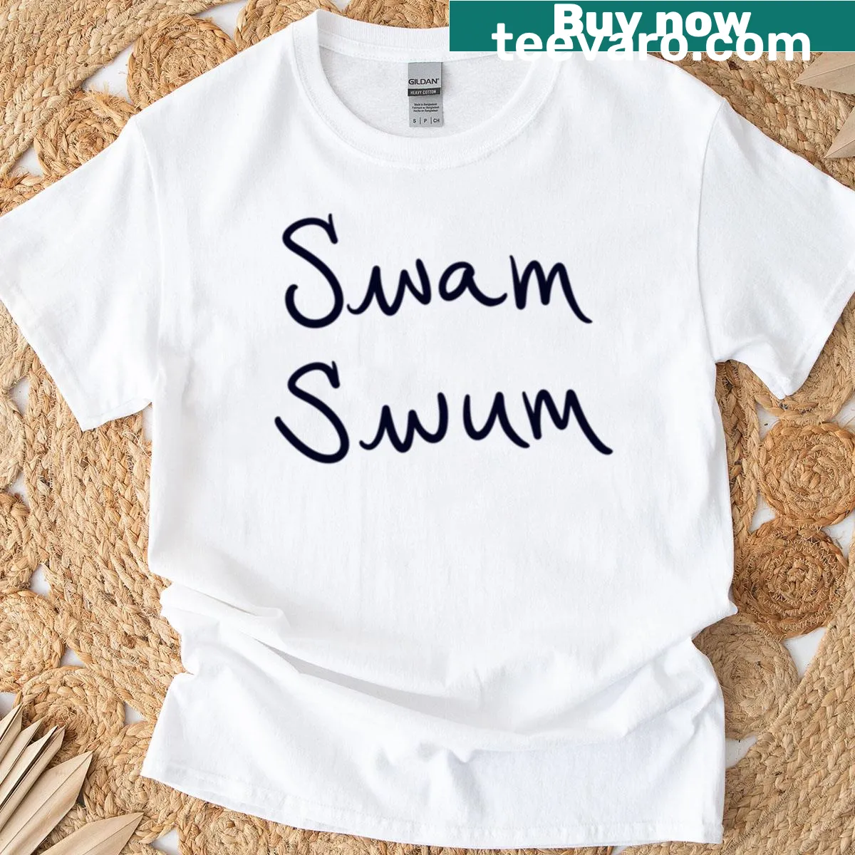 T-shirt featuring a cute cartoon swan design — on a men's t-shirt